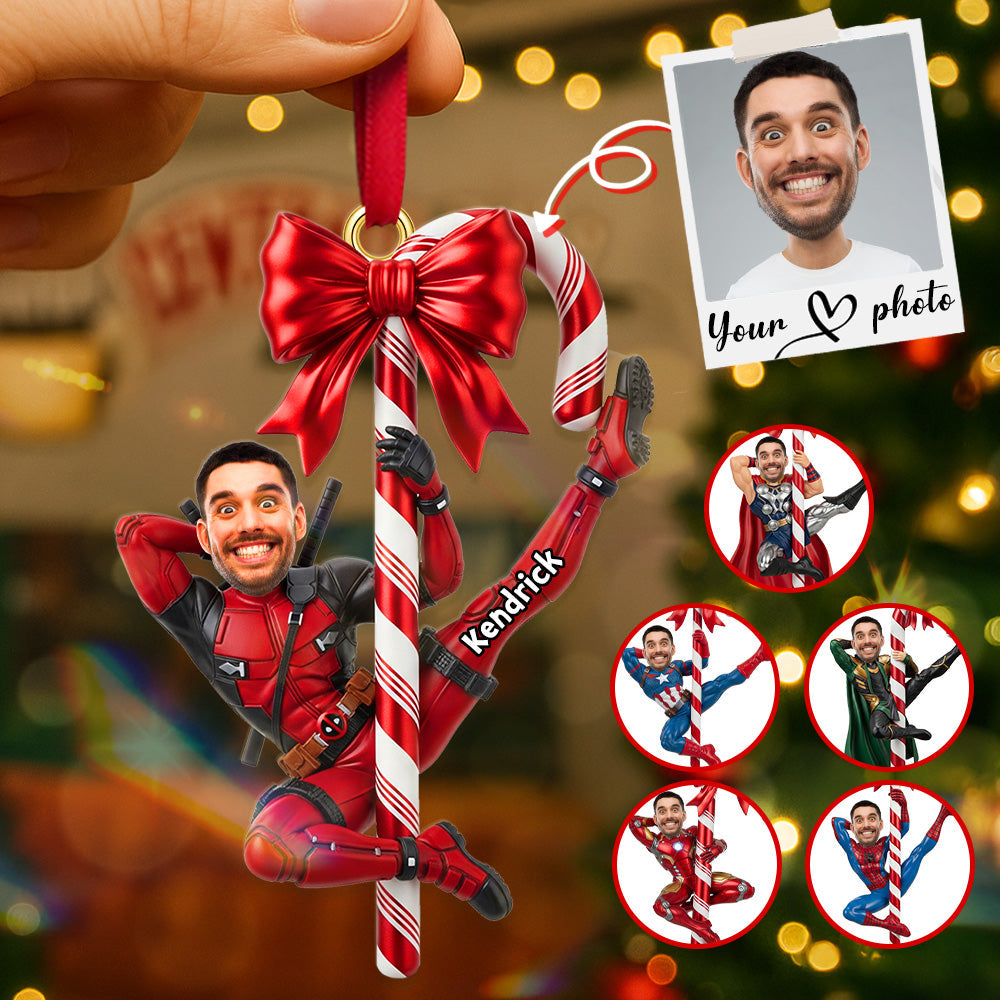 Bring Joy This Christmas with a Custom Photo Funny Hero Ornament - Personalized Gifts for Everyone Ornament PopCulturePrints