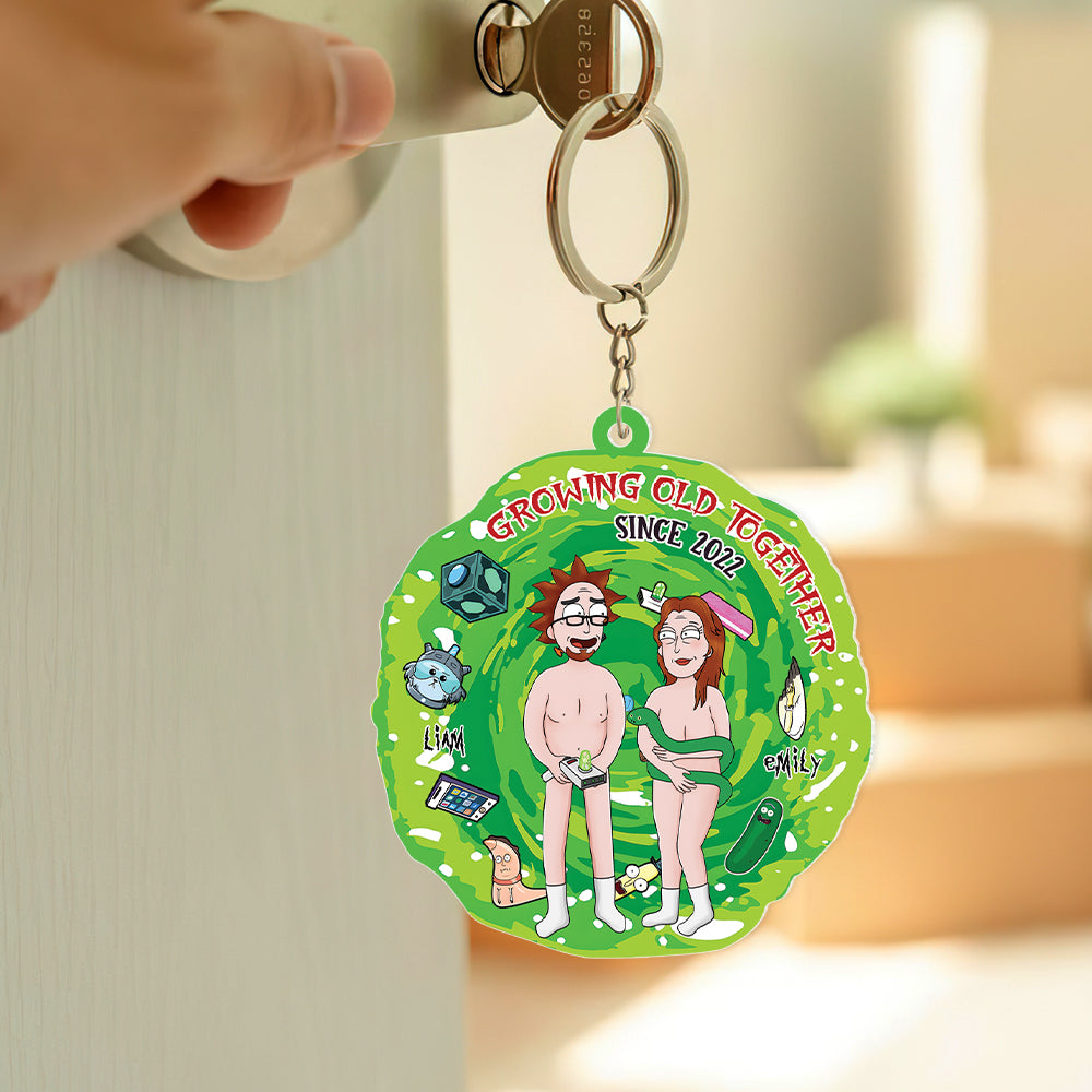 Personalized Portal Keychain - Growing Old Together Since 2022 | Valentine's Day Gifts Keychains PopCulturePrints