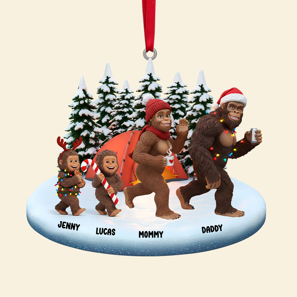 “Celebrate Togetherness with Sasquatch Family Fun” - Personalized Sasquatch Family Christmas Ornament - Unique Gift for Family and Loved Ones Ornament PopCulturePrints