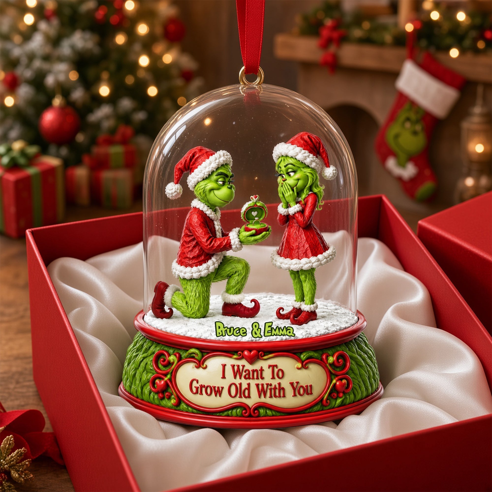 I Want To Grow Old With You - Forever Love Christmas Acrylic Ornament | Personalized Gift for Couples Ornament PopCulturePrints