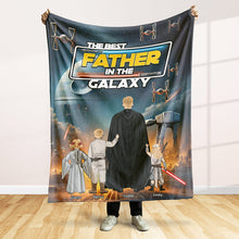 Load image into Gallery viewer, “The Best Father in the Galaxy” Personalized Dad Galaxy Blanket - Unique Gift for Dad, Grandpa, and Father Figures Blanket PopCulturePrints
