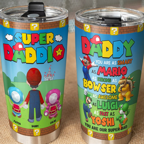 Super Dad Personalized Tumbler - Mario Theme Tumbler Cup PopCulturePrints