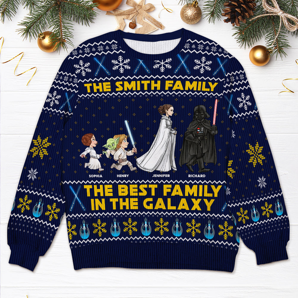 Personalized Family Cosmic Adventure Ugly Sweater – Best Family in the Galaxy