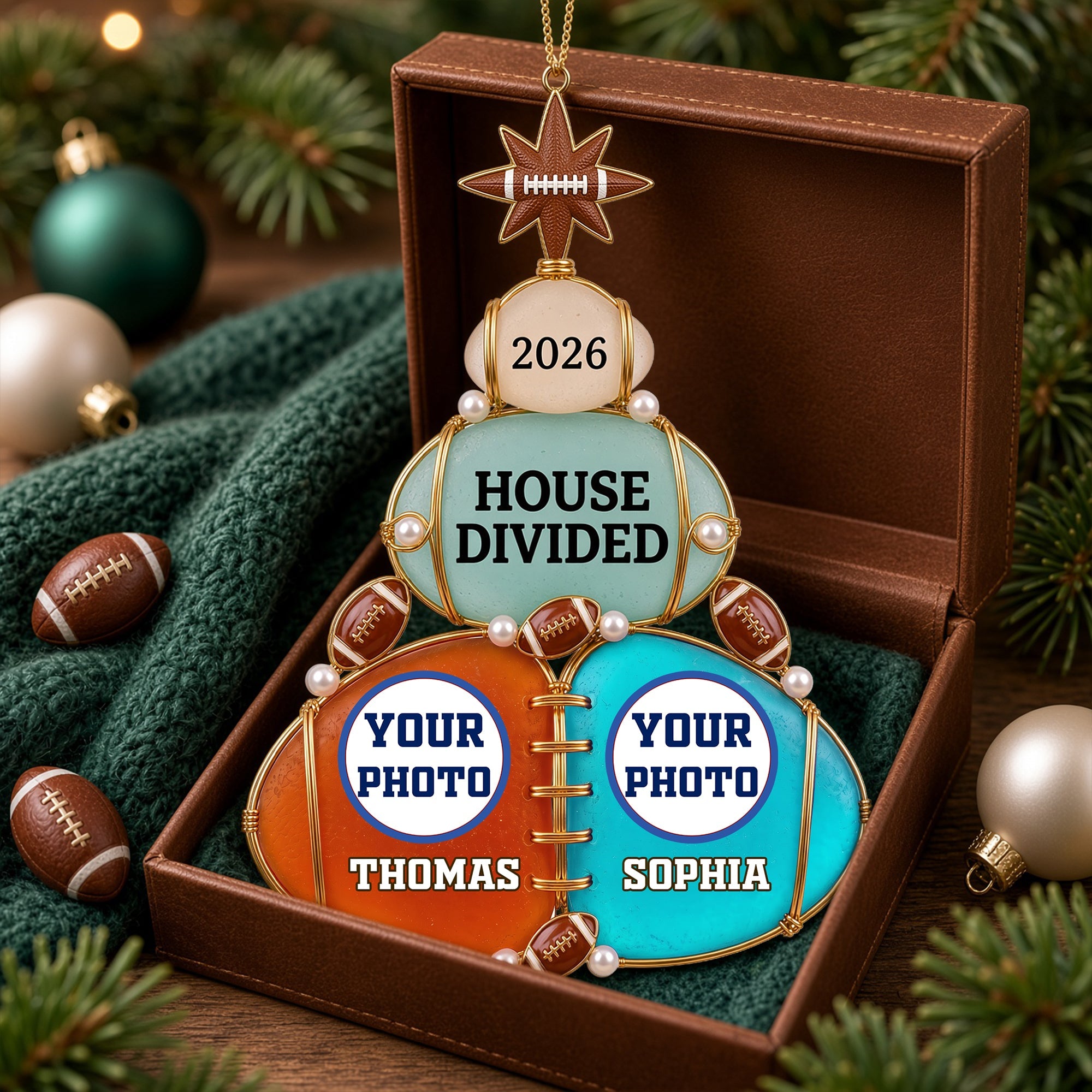 “Together Yet Apart – Celebrate Your Unique Love!” - House Divided Couple Acrylic Ornament | Personalized Gift for Couples