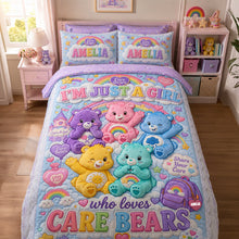 Load image into Gallery viewer, I'm Just A Girl Who Loves Care Bears - Personalized Quilt Bedding Set
