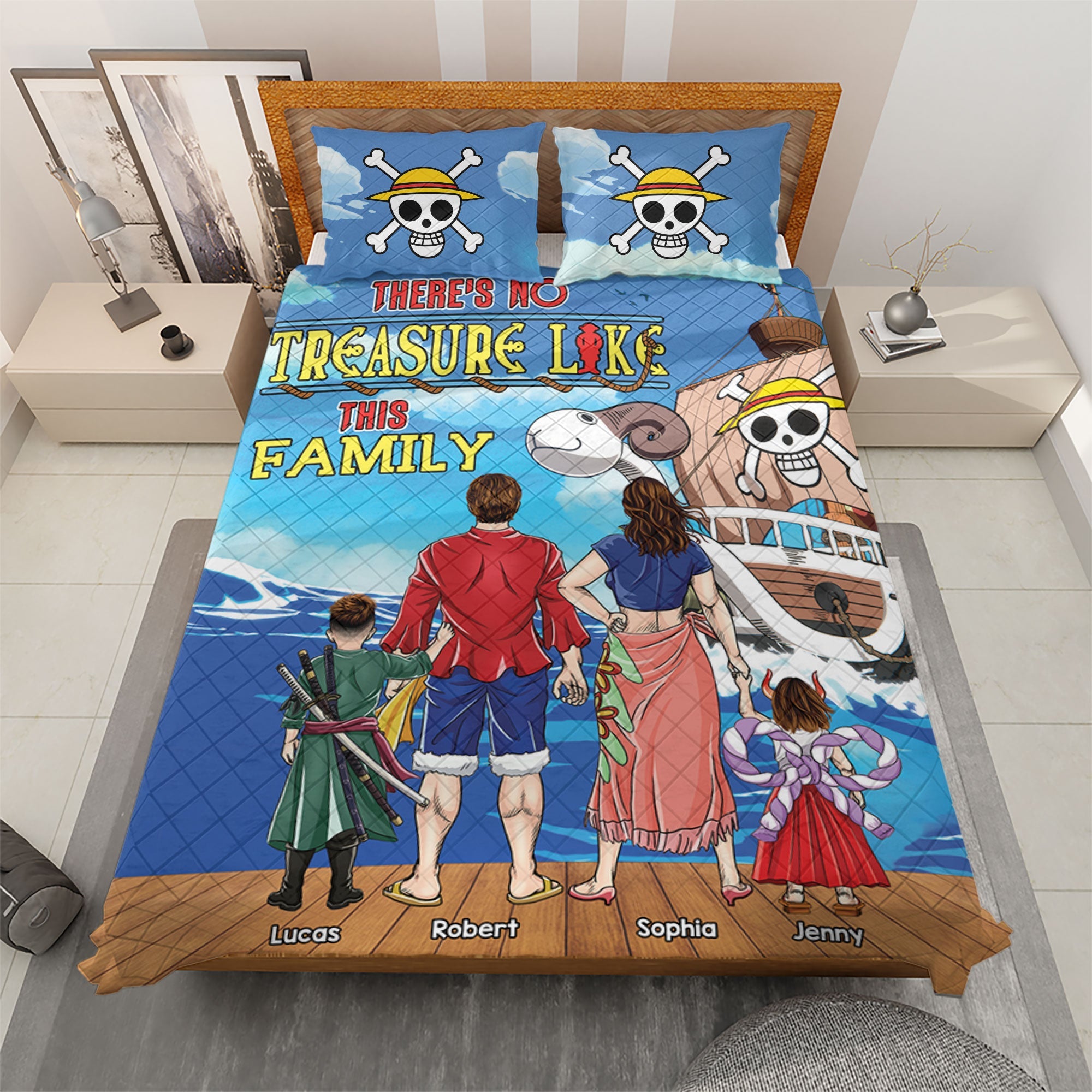 Custom Family Pirate Treasure Bedding Set Blanket PopCulturePrints