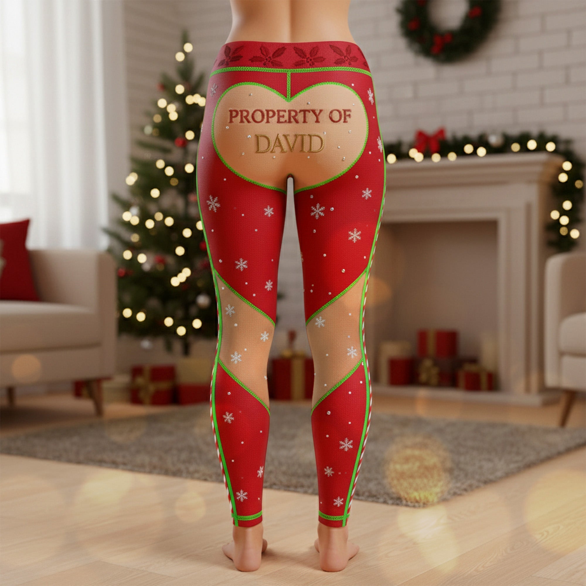 Love is in the Legs - Funny Couple Legging, Personalized Gifts for Your Special Someone Shorts and Pants PopCulturePrints
