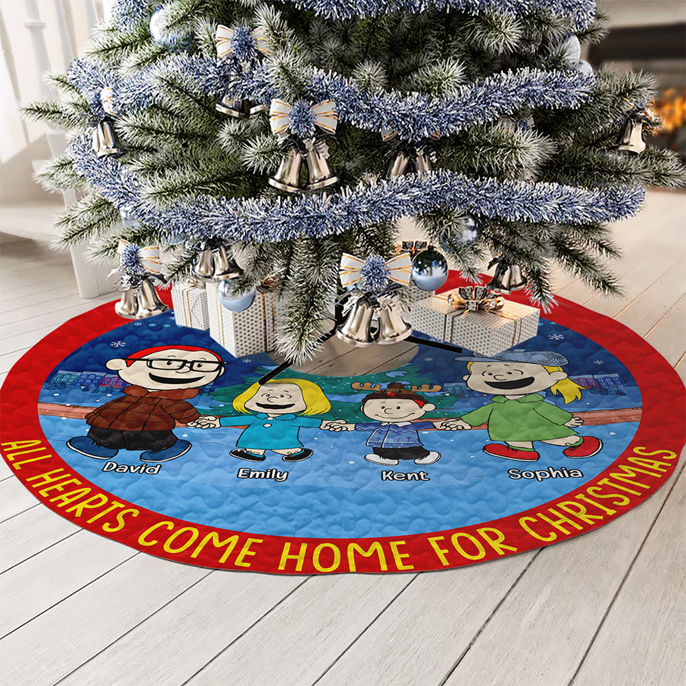 Personalized Family Christmas Quilted Tree Skirt - All Hearts Come Home