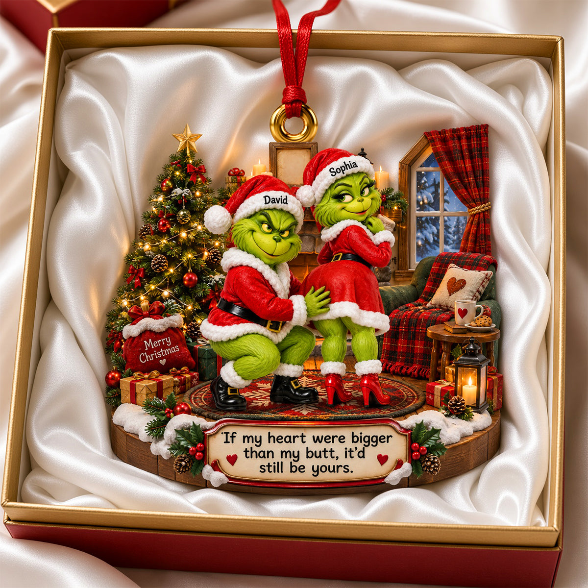 If My Heart Were Bigger Than My Butt, It'd Still Be Yours - Grouchy Mischief Couples Acrylic Ornament - Personalized Christmas Gifts for Couples Ornament PopCulturePrints