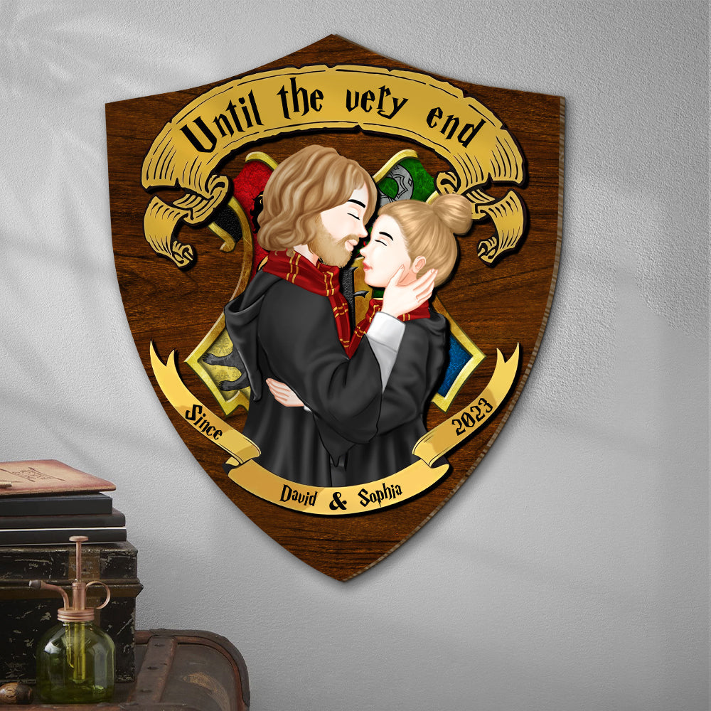 Harry Potter Themed Customized Wooden Shield - 'Until the Very End' Couples Design