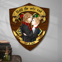 Load image into Gallery viewer, Harry Potter Themed Customized Wooden Shield - &#39;Until the Very End&#39; Couples Design
