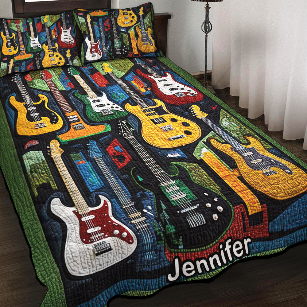 Personalized Guitar Lovers Quilt Bed Set Blanket PopCulturePrints