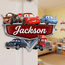 Load image into Gallery viewer, “Race into Fun!” - Personalized Racing Crew Acrylic Sign - Custom Gift for Kids
