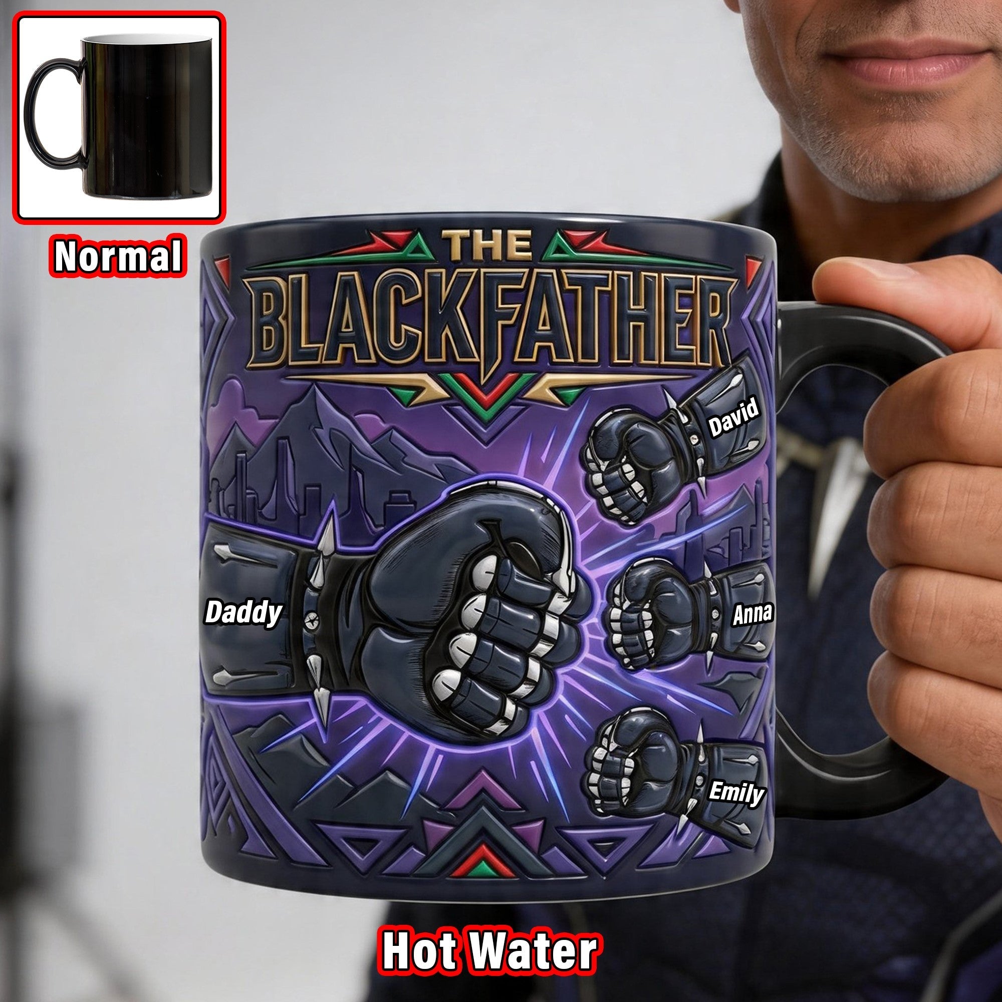 "The Blackfather: A Symbol of Strength" - Magic Mug, Personalized Dad Gift Coffee Mug PopCulturePrints