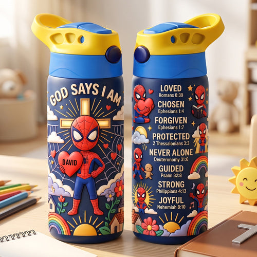 God Says Action Plaid - Personalize Your Own 12oz Colorful Tumbler for Kids Tumbler Cup PopCulturePrints