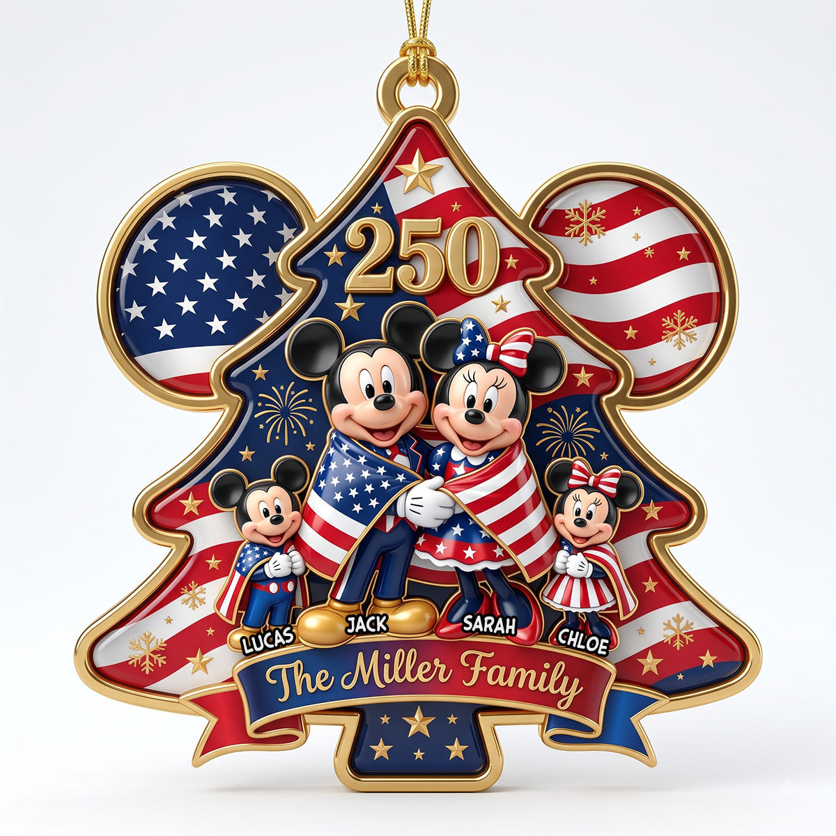 Celebrate 250 Years of Family Love - Patriotic Christmas Ornament - Personalized Gift for Families, Friends, and Loved Ones