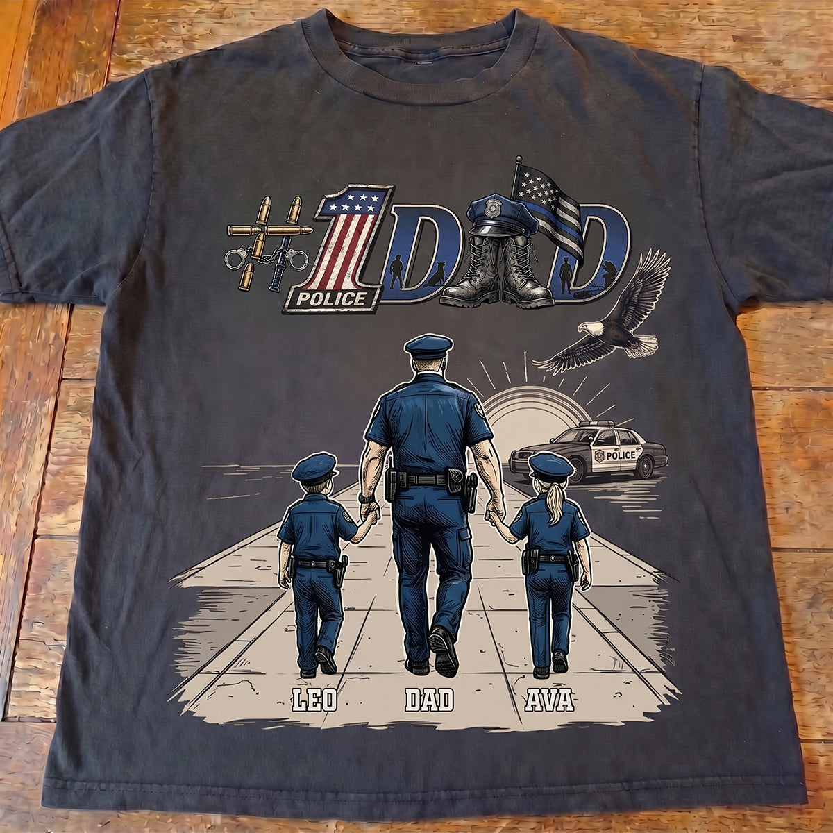 #1 Police Dad - Personalized Gifts for Proud Police Dads Shirts PopCulturePrints