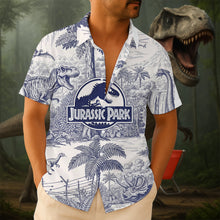Load image into Gallery viewer, “Unleash Your Inner Dinosaur!” - Custom Toile de Jouy Style Hawaiian Shirt - Unique Gift for Dinosaur Lovers Hawaiian Shirts PopCulturePrints
