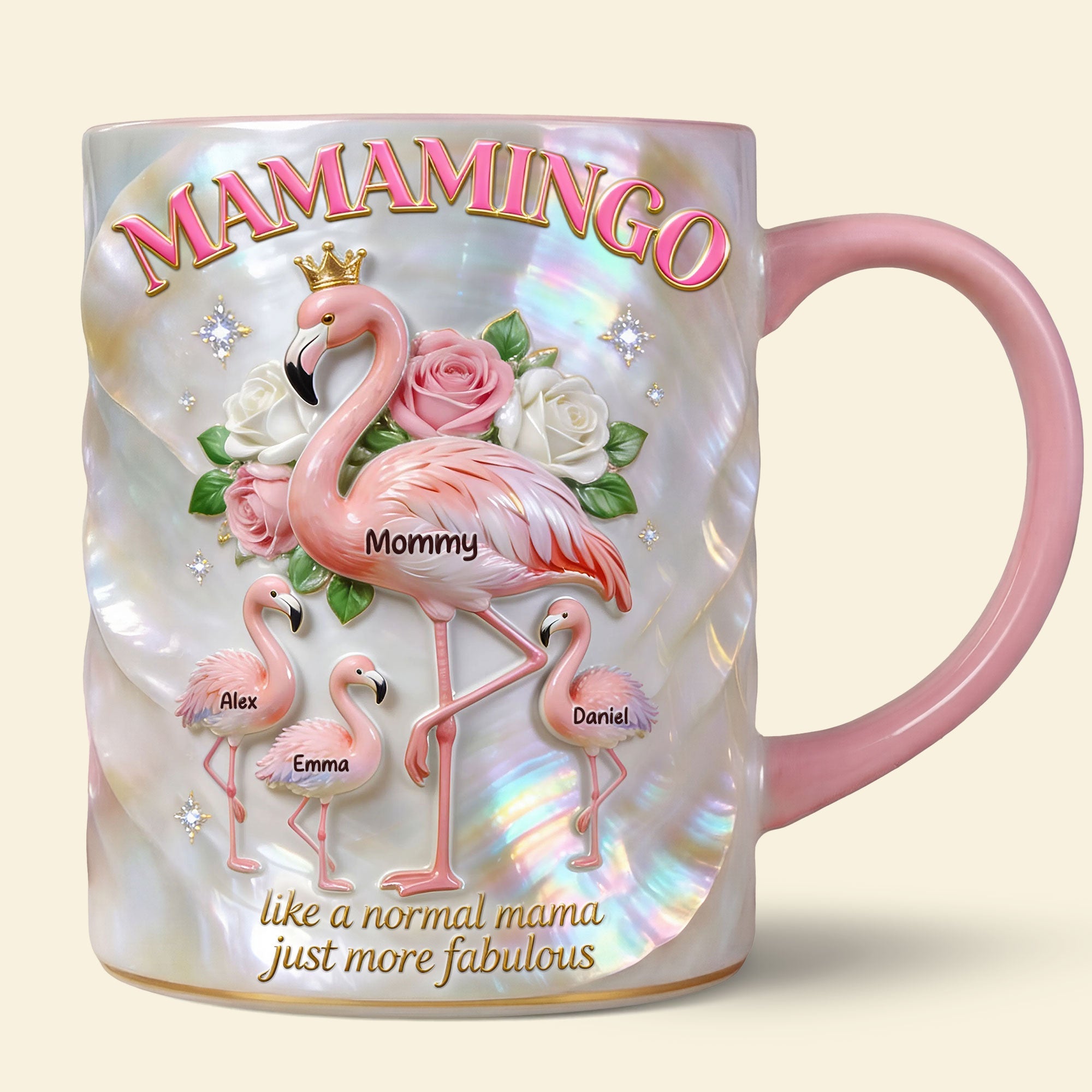 “Like a Normal Mama, Just More Fabulous” - Flamingo Mom and Kids Coffee Accent Mug - Personalized Gift for Moms, Grandmas, and More Coffee Mug PopCulturePrints