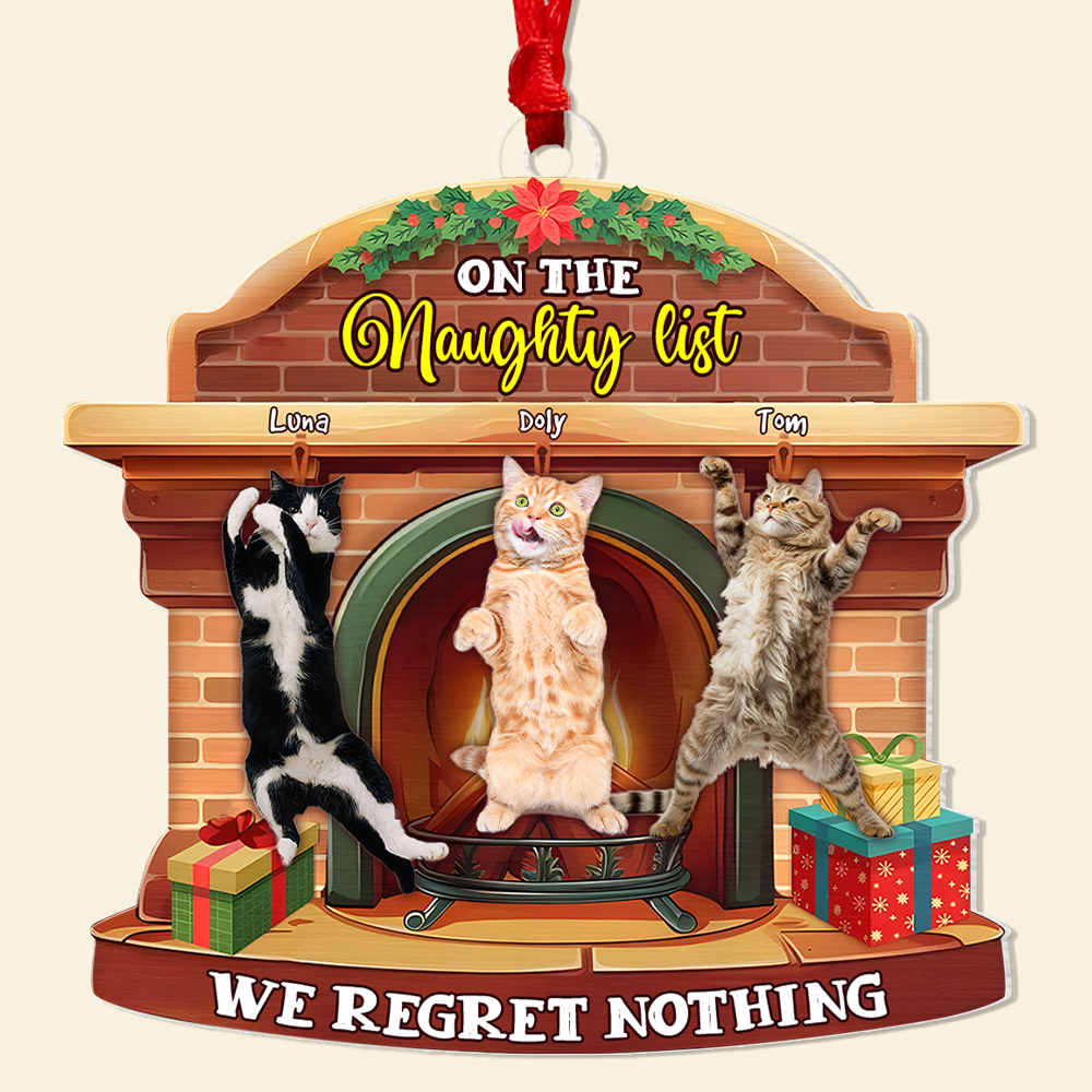 Personalized Naughty Cat Christmas Ornament Ornament PopCulturePrints