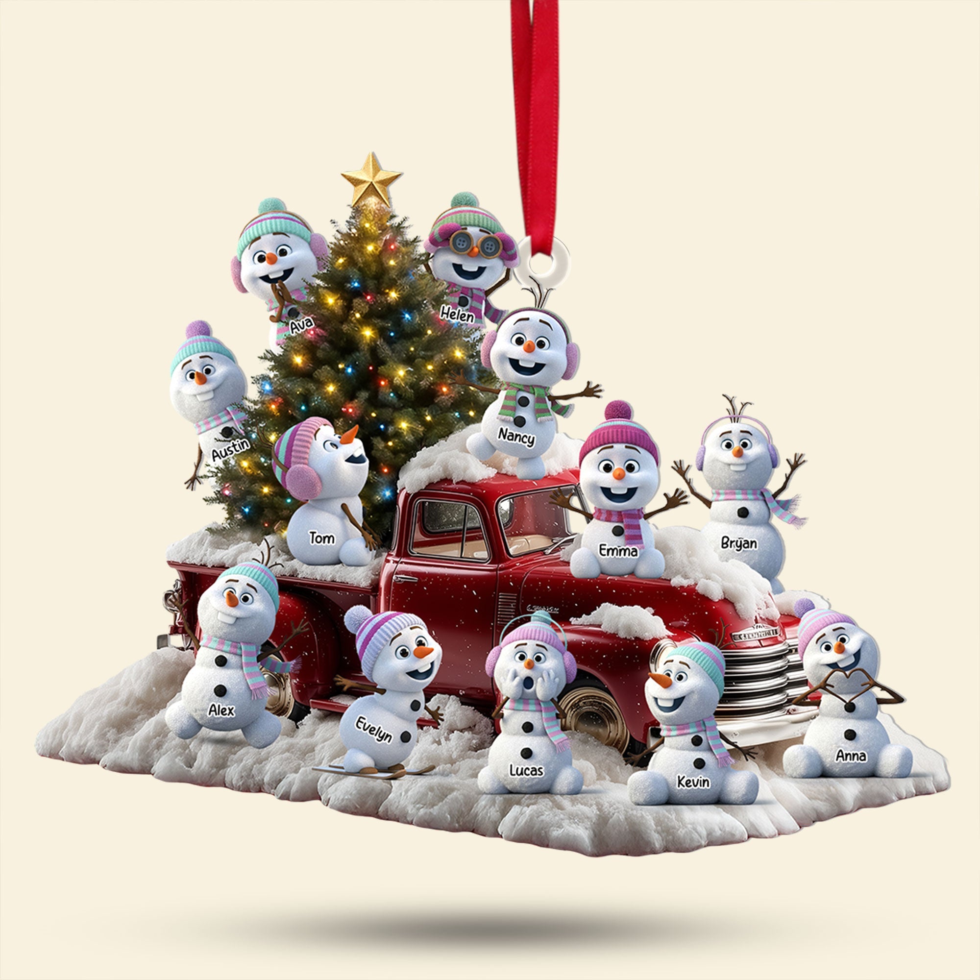 “Celebrate Family Traditions” - Snowman Family Ornament - Personalized Gifts for Family Ornament PopCulturePrints