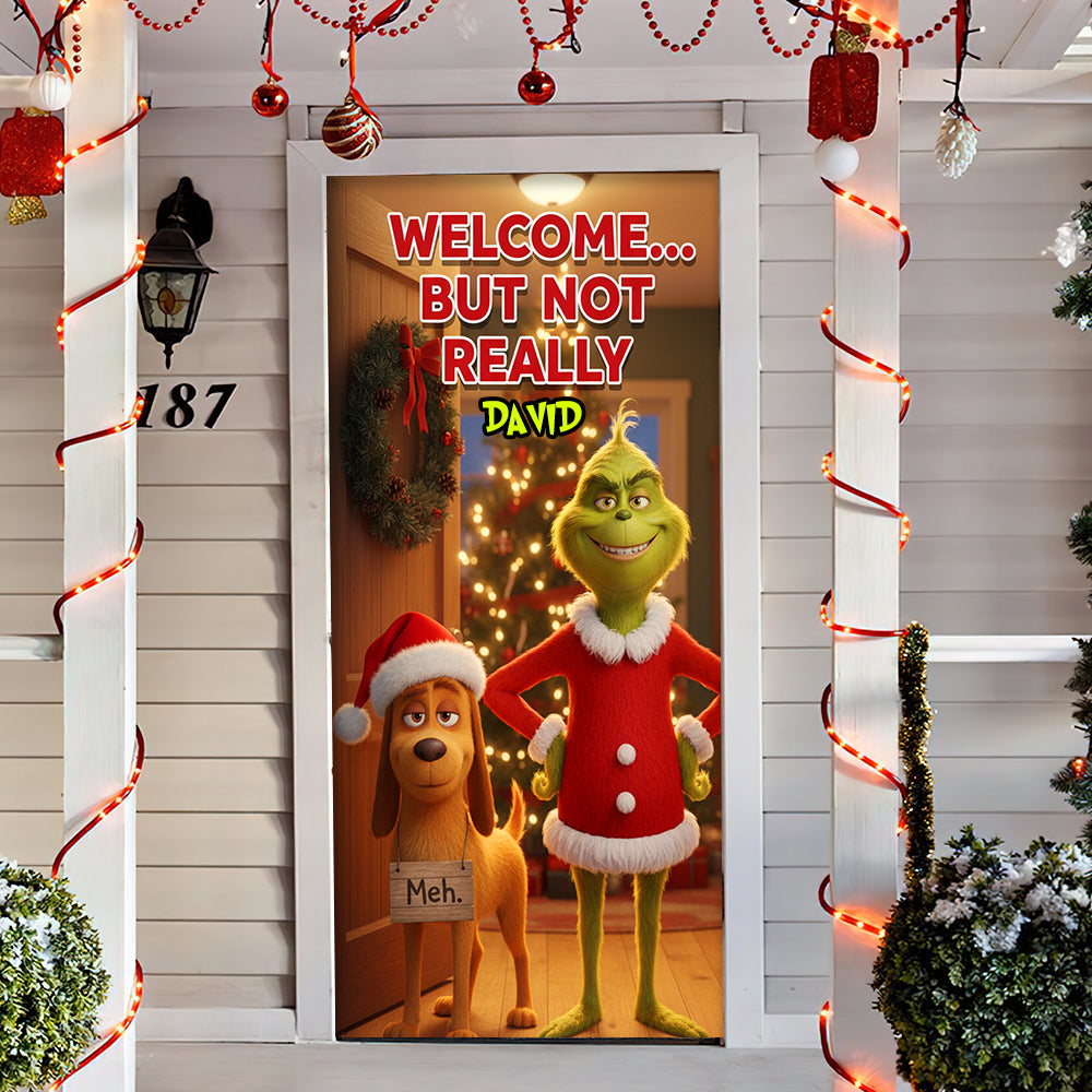 Funny Welcome Door Cover - Personalized Christmas Gift for Everyone Door Covers PopCulturePrints
