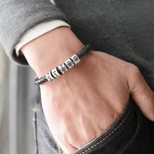 Load image into Gallery viewer, Custom Family Name Braided Leather Bracelet for Dad Bracelets PopCulturePrints
