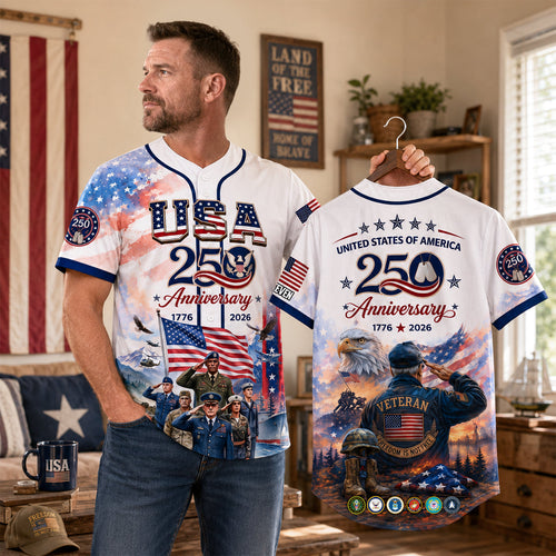 Celebrate Freedom: American 250th Anniversary Veteran Baseball Jersey - Personalized Gift for Heroes AOP Products PopCulturePrints