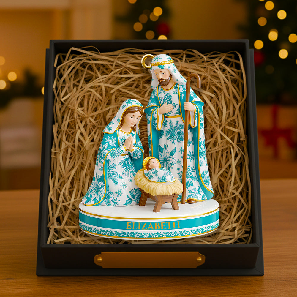 "Cherish the True Meaning of Christmas" - Toile de Jouy Nativity Christmas Ornament - Personalized Gift for Family, Friends, and Believers Ornament PopCulturePrints