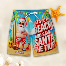 Load image into Gallery viewer, Let&#39;s Go to the Beach - Santa&#39;s Trip 3D Beach Shorts | Personalized Gifts for Him AOP Products PopCulturePrints

