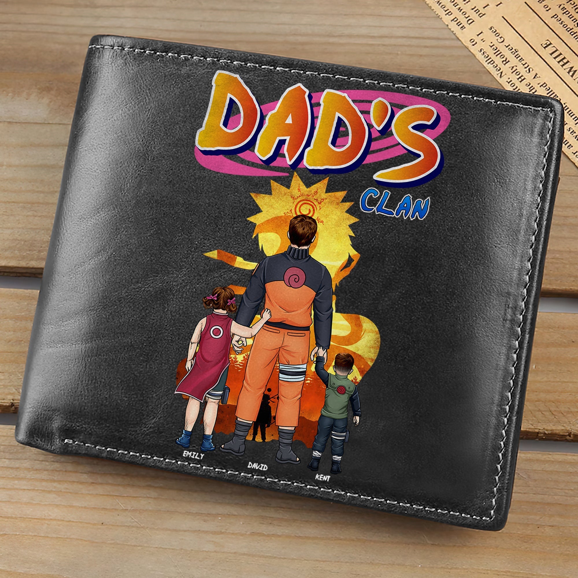 Custom PU Leather Wallet for Dad - Anime Clan Theme Leather Wallet PopCulturePrints