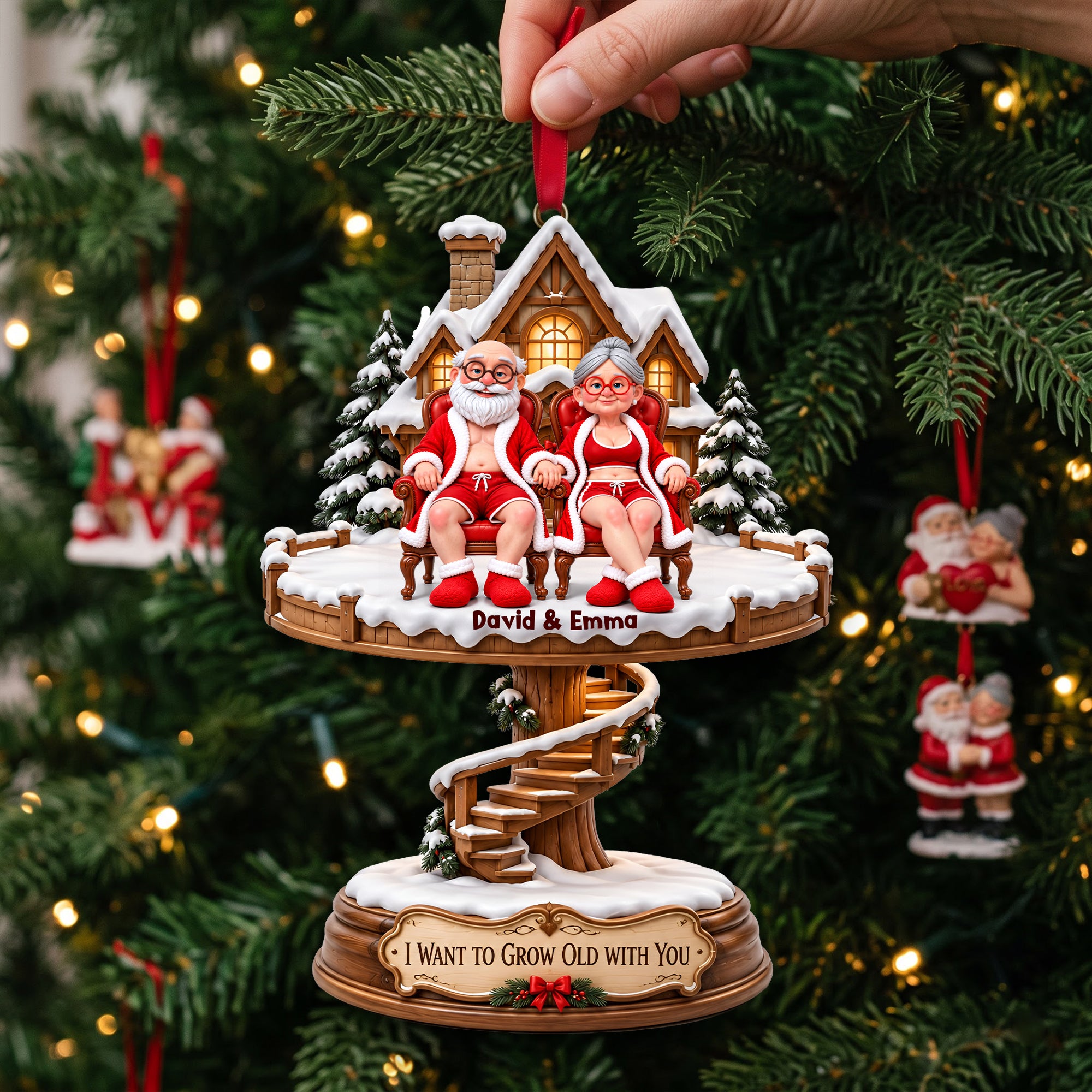 Lovely Old Couple Acrylic Ornament - Personalized Christmas Gifts For Couples 04ohlu131026 Ornament PopCulturePrints