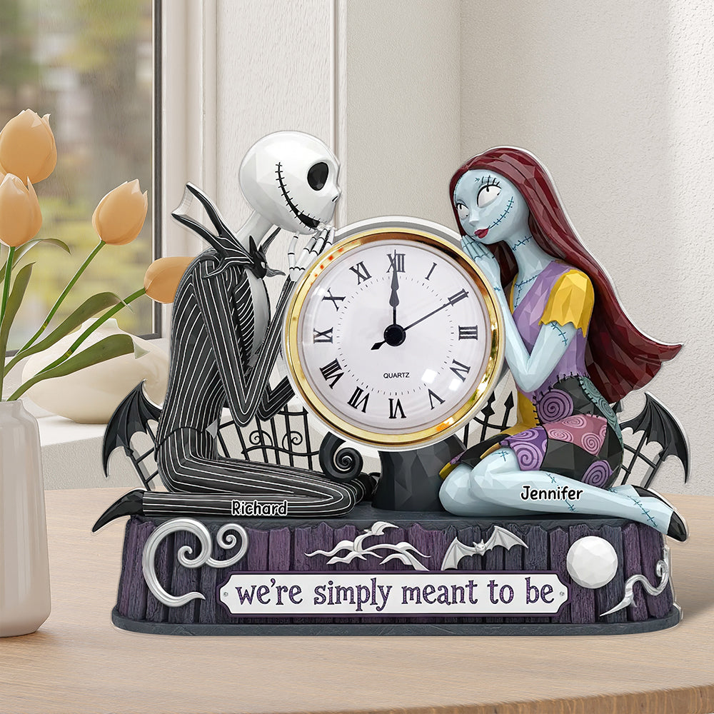 Spooky Couple Desk Clock Plaque - Personalized Gift for Couples Who Love Halloween Clock Plaques PopCulturePrints