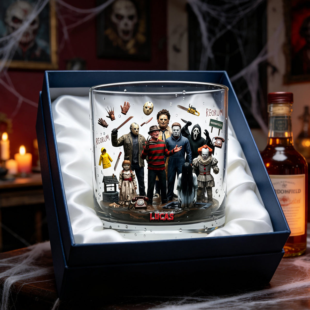 Unleash Your Inner Horror Fan! Scary Villain Drinking Glass - Personalized Gifts For Horror Lovers Glass PopCulturePrints