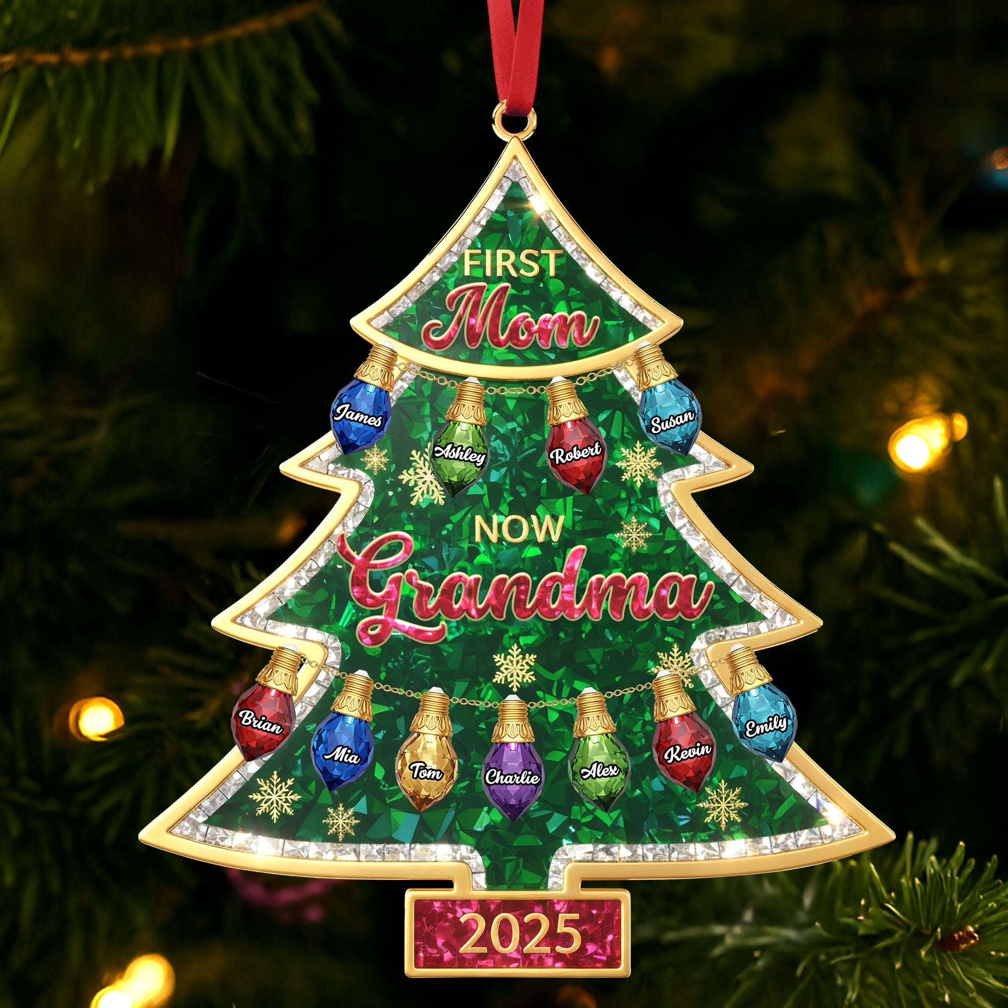 "First Mom, Now Grandma" - Personalized Christmas Tree Ornament - Gift for Mom, Grandma, & Family Ornament PopCulturePrints