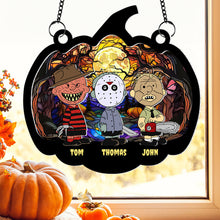 Load image into Gallery viewer, Personalized Horror Movie Icons Halloween Suncatcher Ornament
