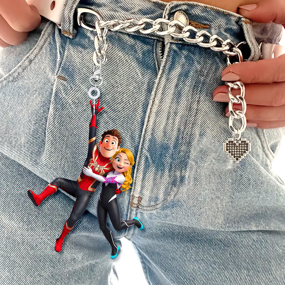 Hanging Together Couple Keychain - Personalized Gift for Couples