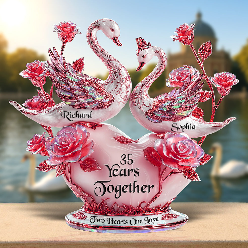 Two Hearts, One Love - Personalized Swan Couple Plaque for Lasting Memories Shaped Plaques PopCulturePrints