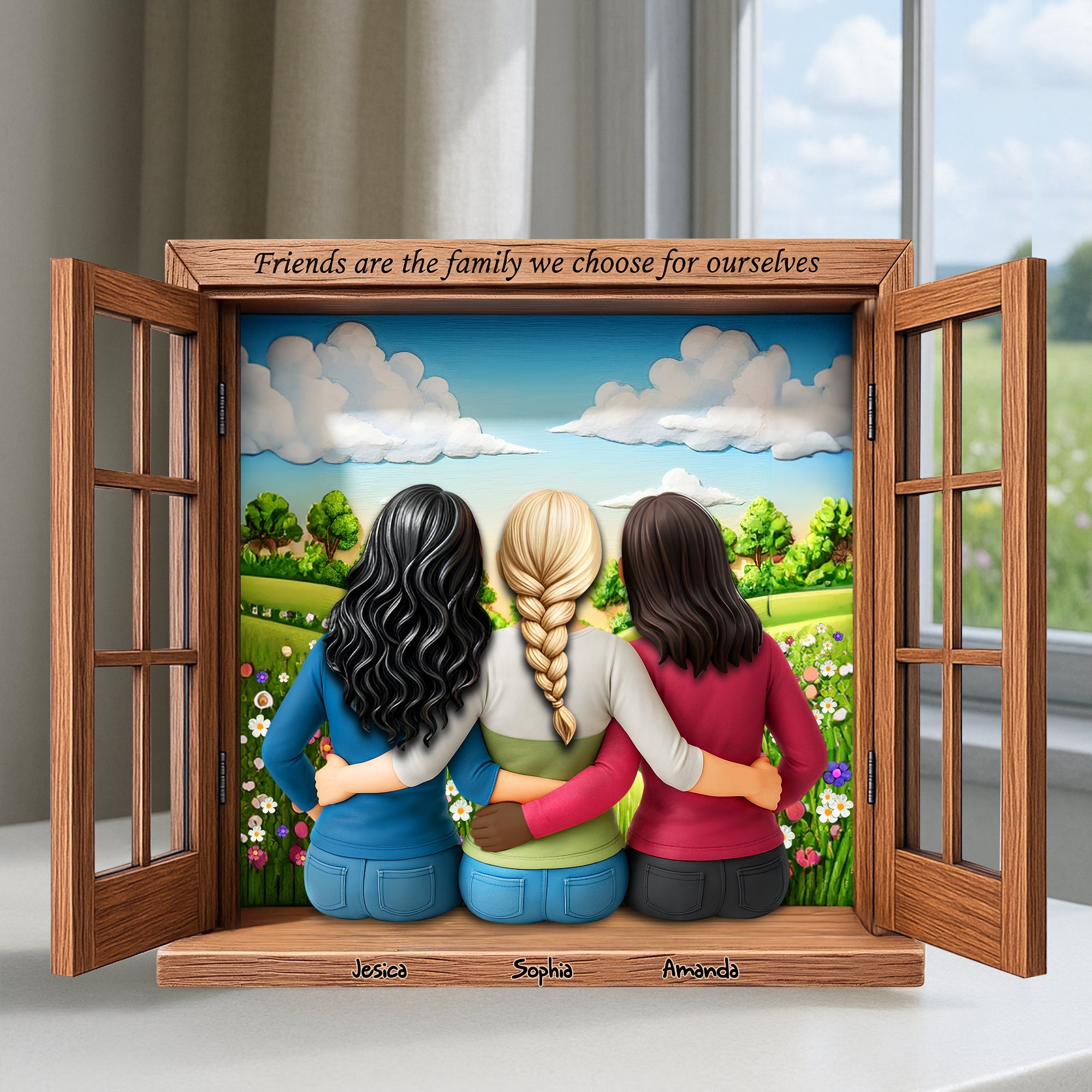 Friends Are The Family We Choose - Personalized Acrylic Plaque for Besties Shaped Plaques PopCulturePrints