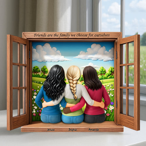 Friends Are The Family We Choose - Personalized Acrylic Plaque for Besties Shaped Plaques PopCulturePrints