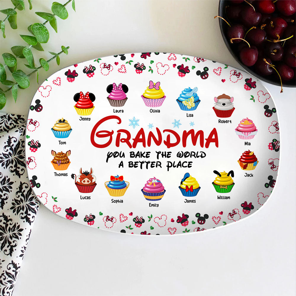 Personalized Grandma Cupcake Plate - You Bake The World a Better Place