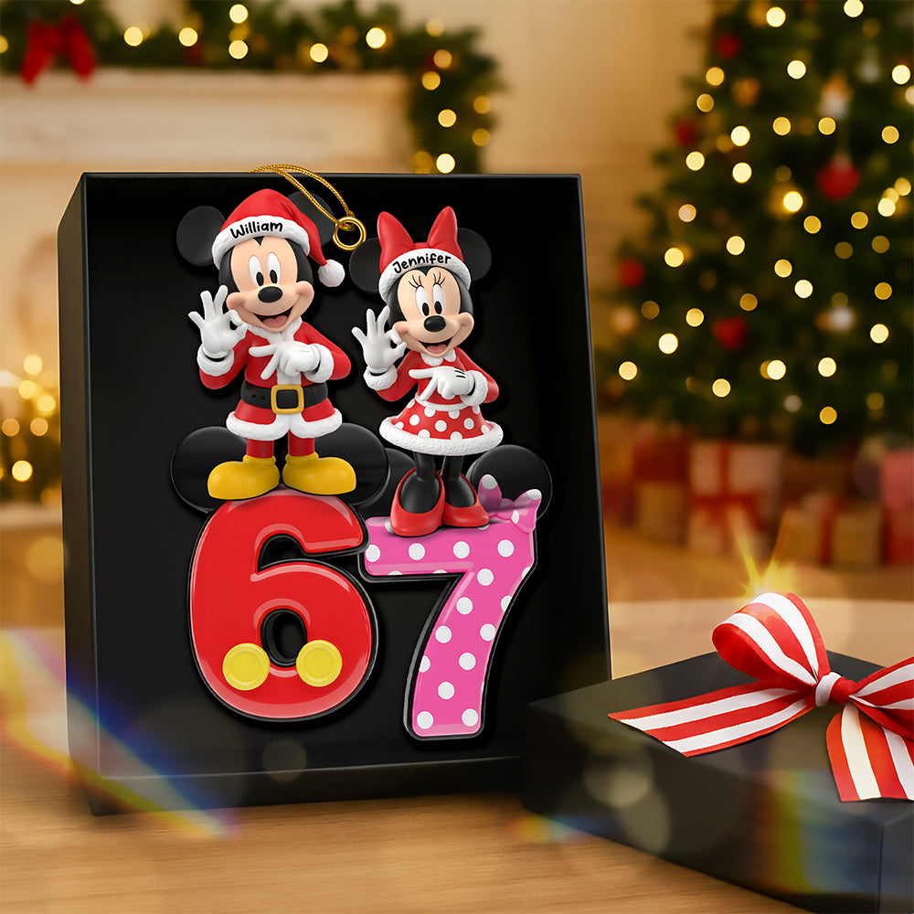 Celebrate Your Love with Custom Mickey & Minnie Holiday Ornament - Perfect Personalized Gift for Couples Ornament PopCulturePrints