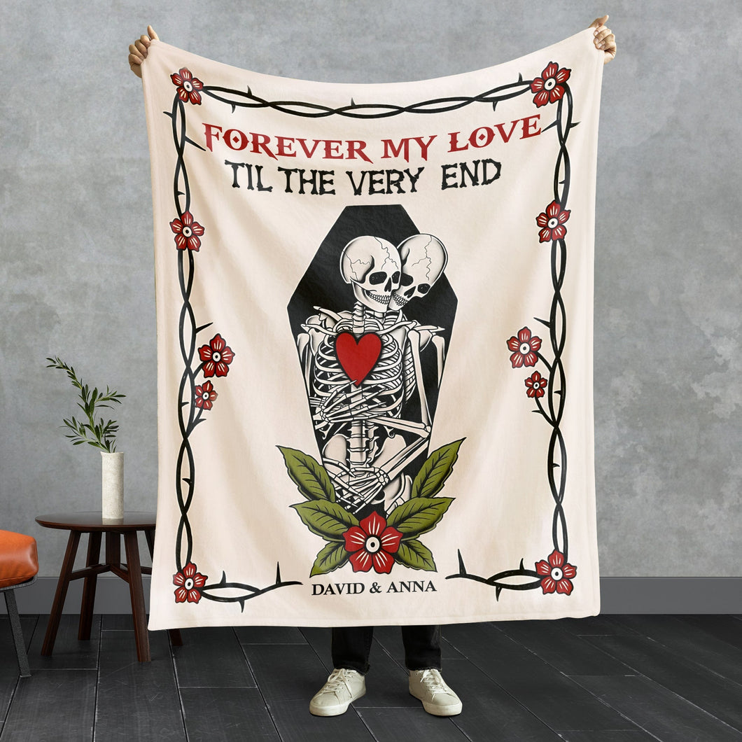 Forever My Love Skeleton Blanket for Couples Blanket PopCulturePrints