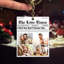 Load image into Gallery viewer, Personalized Acrylic Keychain for Couples - The Love Times Edition Keychains PopCulturePrints
