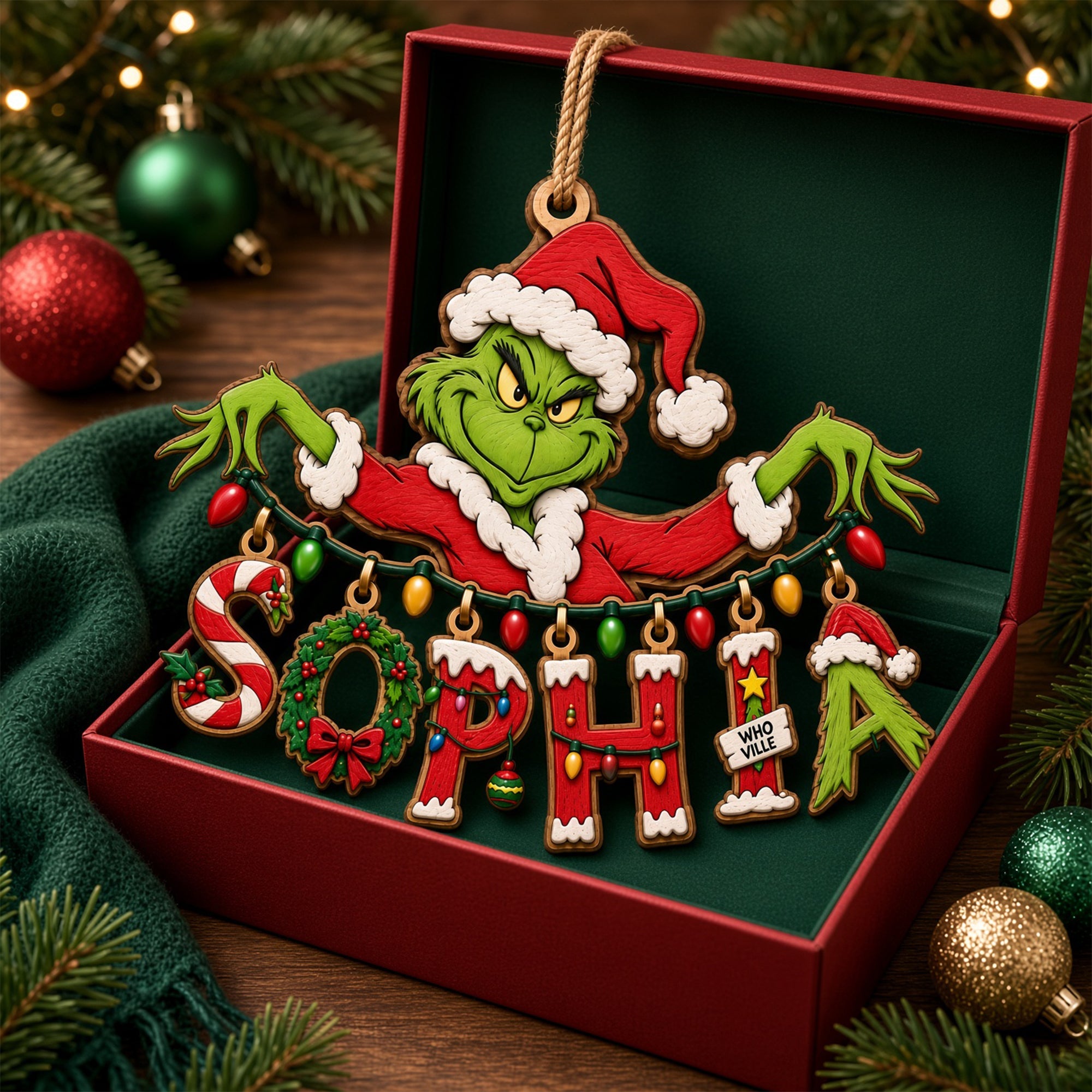 Bring Joy this Christmas with Personalized Playful Name Art String Ornament - Custom Gift for Family and Friends