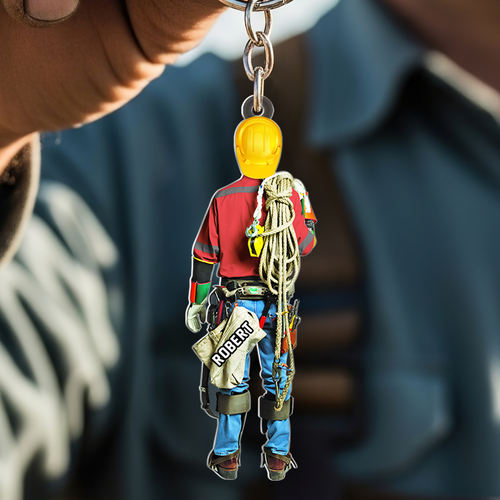 “For the Ones Who Power Our Lives” - Lineman Keychain, Personalized Gift for Linemen Keychains PopCulturePrints