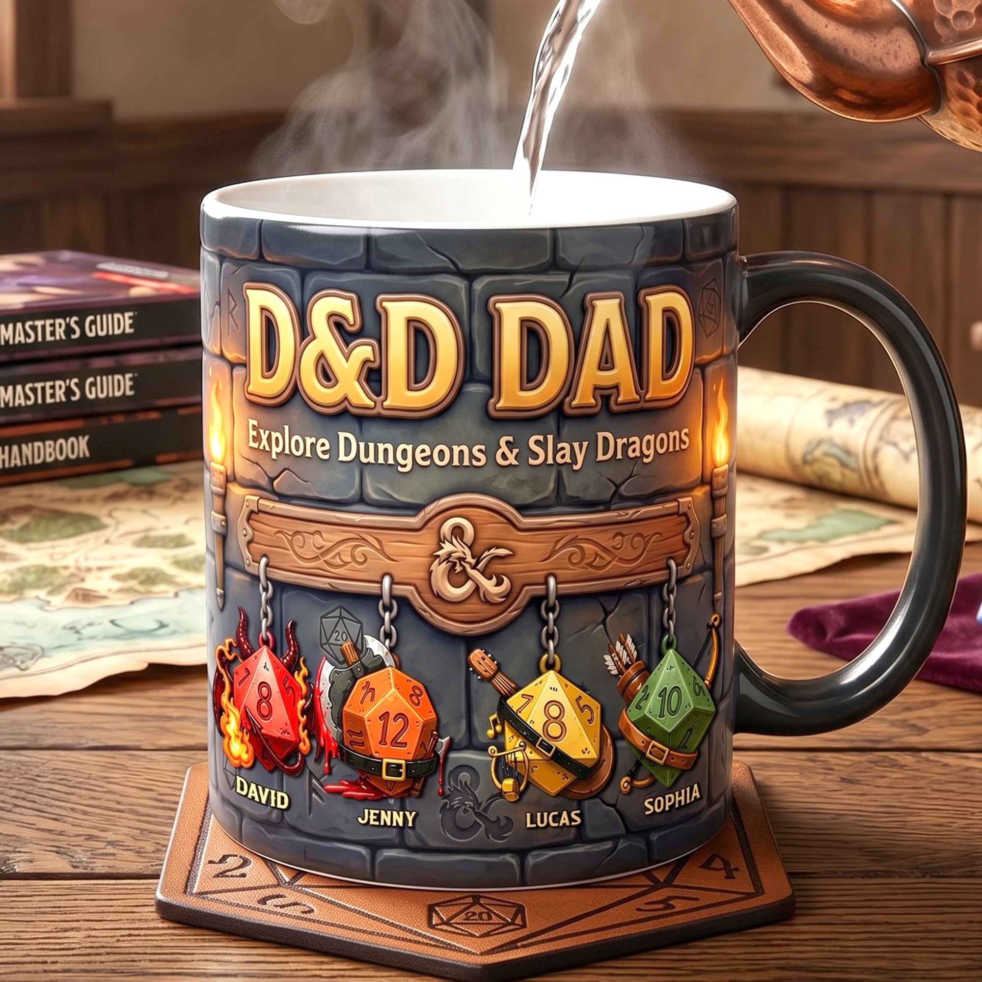 Epic D&D Dad: Explore Dungeons & Slay Dragons - Personalized Coffee Mug for Dad & Grandpa Coffee Mug PopCulturePrints
