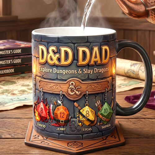 Epic D&D Dad: Explore Dungeons & Slay Dragons - Personalized Coffee Mug for Dad & Grandpa Coffee Mug PopCulturePrints