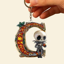 Load image into Gallery viewer, “Illuminate Your Halloween Spirit” - Personalized Alphabet Gemstones Pumpkin Keychain - A Unique Gift for Halloween Lovers Keychains PopCulturePrints

