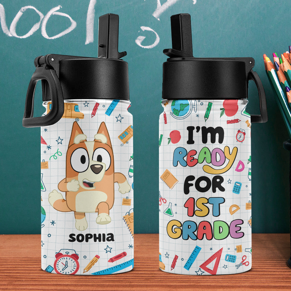 Personalized Kids School Water Bottle - Ready for 1st Grade